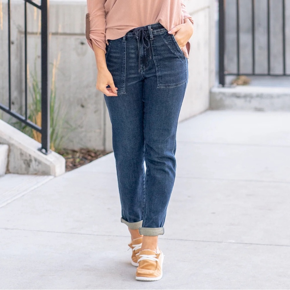 JUDY BLUE JEANS JANIE HIGH RISE DOUBLE CUFFED BOYFRIEND JOGGER HIGH WAISTED 18W